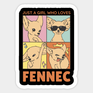 Just A Girl Who Loves Fennec Fox Vintage Retro Sticker